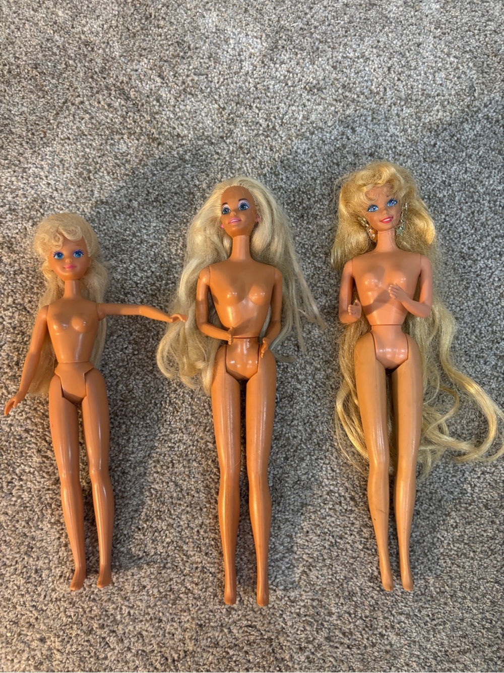 Lot of 3 Vintage Barbie Dolls Mattel Skipper Blonde Hair Blue Eye 1960s to 1990s